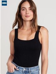 Old Navy NWT  Fitted Sleeveless Square-Neck Bodysuit Black Jack Size Medium