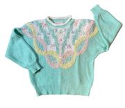 Jaclyn Smith Vintage  Fairy Granny Core Knitted Pastel Beaded Sweater