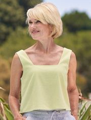 Comfy And Ready Lily Square Neck Tank In Lime Green Size Large 