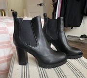 Black Leather Heeled Boots