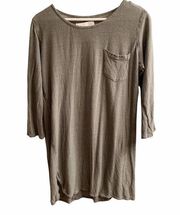 Brochu Walker Gray Linen Silk Pocket Tunic Tee