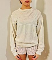 IZOD Lacoste Vintage Rare White Knit 2D Alligator Logo Sweater Women's Medium