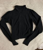 Fitted Black Zip Up Workout Jacket