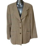 Giorgio Armani Blazer Tan Beige Plaid Le Collezioni Women's EUR Size 44 US 10