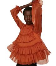 Adam Lippes Collective Tiered Ruffle Top Rust Size 8