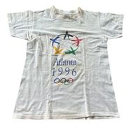 Vintage 1996 Olympics Atlanta Georgia Ivory Graphic T-Shirt Womens Size Small