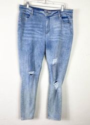 Eloquii Light Wash Classic Fit Peach Lift Distressed Skinny Jean Size 18