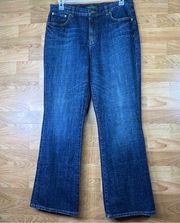 LRL Lauren Ralph Lauren Size 12 Dark Blue Denim Wash Boot Cut w/Pockets