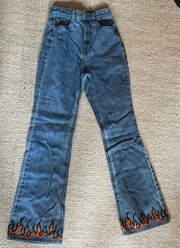 Flair Jeans With Flame Detail