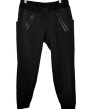 Blanc Noir Women's Tech Getaway Black Joggers with Zipper Pockets Size Medium