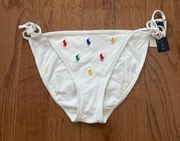 NWT  white side tied rainbow logo monogrammed bikini bottoms