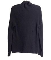 Sweaty Betty London Black Cotton Wool Blend Knit Mockneck Pullover Sweater Small