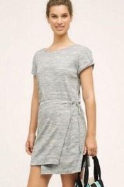 Maeve Marled Gray Tie front wrap tee dress