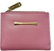 Betsey Johnson Pink Small Faux Leather Bifold Zipper Wallet