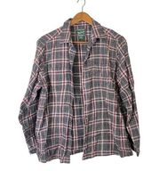 Woolrich Gray Red Onyx Flannel Button Front Plaid Long Sleeve Top