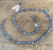 NWT White House black market semi precious blue stones silver charms necklace