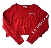 French Pastry Malibu Red Crop Long Sleeve Top Large