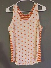 Cato White And Orange Stripes And Polka Dots Tank Top Size Large