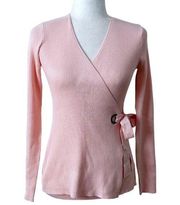 Stitchcount Women’s Pink Wrap Tie Sweater Size Small