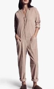 James Perse Ultra Fine Corduroy Jumper Jumpsuit Beige Neutral Nude