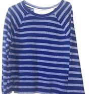 Merona Sweater Long Sleeve Thin Swater Blue Striped Shirt Womens Size Large