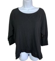 NWOT Danskin Now Large Hi Lo Shirt Womens 3/4 Sleeve Black Cotton Spandex Lg