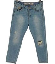 Denim Co Womens Ripped Slim Light Wash Skinny Boyfriend Jeans Blue Size 4