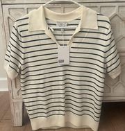 & Other Stories Stripe Short Sleeve Polo Shirt NWT