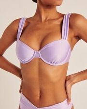 NWOT Abercrombie and Fitch purple wide strap pleated underwire bikini top 