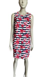 Tabitha Webb Blue, White, and Red Patterned Dress