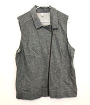 HALOGEN Solid Heathered Gray Asymmetrical Zip Zipper Cotton Blend Moto Vest XL