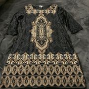 Women’s size XL charter club 3/4 sleeve dress. Intricate pattern nylon spandex