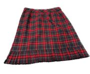 Pendleton Plaid Skirt Pleated Size 14 Red Green Wool