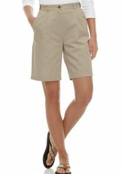 LL Bean Women's Wrinkle Free Bayside Shorts Original Fit Khaki 