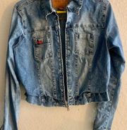 VINTAGE GUESS  STRETCHY  BLUE JEANS JACKET WOMES SIZE L