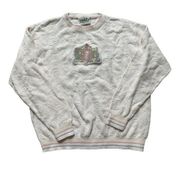 Vintage Northern Reflections Cream Embroidered Gold Crewneck Sweater S