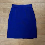 Vintage 100% silk royal blue pencil skirt, Dana Buchman, size petite 8