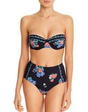 New. Tory Burch black tea rose bikini set. L-bottom/M-top Normally $298