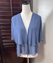 SLNY Cardigan Shrug Women's 16 Blue Solid Short Sleeve Open Front New