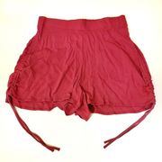 LA  Pink Rayon Shorts With Strings On Side