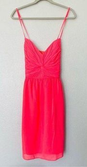 NWT Shoshanna Carine 100% Silk Bright Pink Spaghetti Strap Mini Dress Size 10