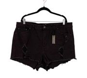 REFUGE By CHARLOTTE RUSSE Short Womens 20 Hi Rise Cheeky Distressed Black NWT