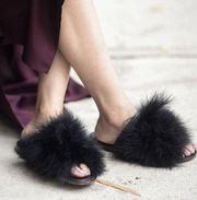 TIBI Ostrich Fur Slides Size 38/7. B65