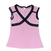 Y2K pink and black lace tank top