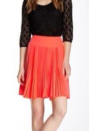 Express Neon Salmon Pleated Flutter Skirt Size 00