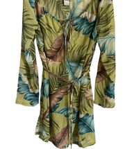 Tommy Bahama Paradise Leaf Print Semi Sheer Beach Dress Coverup Size M