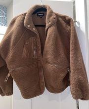 Boutique Brown Fur Button Up Coat