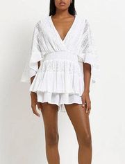 River Island Lace Sleeve Beach Playsuit size medium