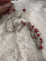 Red Heart Earring & Necklace Set