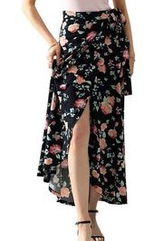 NEW Floral High Waisted Long Skirt Maxi Wrap Skirts Slit M